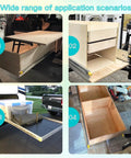 Heavy Duty Locking Drawer Slides Set 10 To 72 Inch Full Extension Ball Bearing Rails in various installation scenarios.