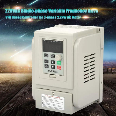 Pro Grade 3HP 2.2kW 220V VFD Drive Inverter Converts Single Phase to 3 Phase For 2.2kW AC Motors with AT1 2200X Speed Controller