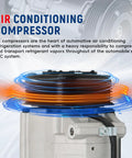 Top Shelf AC Compressor And Clutch Assembly Compatible With Buick Enclave Chevy Traverse Gmc Acadia Outlook 3 6 Liter Drop Right In close-up of compressor with revolving clutch.