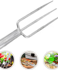 Three-Prong Fish Fork Beefed-Up Heavy Duty Steel Garden Tool For Fishing And Harvesting Ergonomic Handle versatile outdoor fork images.