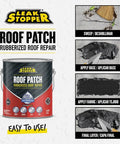 Leak Stopper Rubberized Roof Repair 1 Gallon with application steps for built up roofs SBS modified roofs metal surfaces black