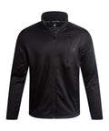 Mens Fleece Jacket With Polar Fleece And Suede Texture Two Way Stretch Lightweight Zip Up Athletic Coat UPF 30 Plus Black Raven Size Medium