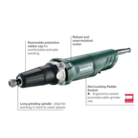 Pro Grade High Speed Die Grinder With Paddle Dead Man Switch showing ergonomic housing and removable rubber cap.