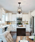 Crystal Branch Chandelier Flush Mount With Vintage Farmhouse Vibe Matte Black 11 Inch Diameter in a modern kitchen