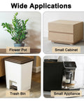 Examples of applications for 24 Pack Self Adhesive Caster Wheels Mini Swivel Rollers With 360 Degree Rotation on furniture, bins, and appliances.