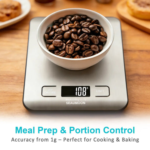 Pro Grade Kitchen Scale For Precision Cooking And Meal Prep With Stainless Steel Body And Clear LCD Display Tare Function Works In Grams