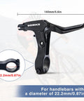 Front And Rear Caliper Rim Brake Set With Aluminum Alloy Levers And Cables For Kid Friendly Bikes Like BMX Beach And Commuter Rides, Height Adjustable Brake Pads To Fit Various Rims, Not For Fat Tire Bikes, close-up of aluminum lever for 22.2mm handlebars