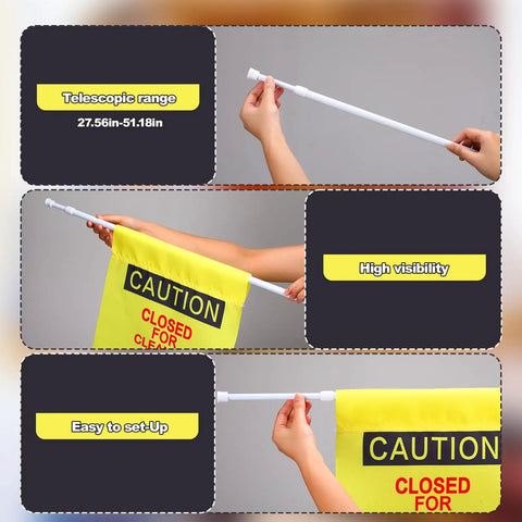 Double Sided Restroom Closed For Cleaning Sign With Telescopic Stand And High Viz Yellow Panel Bilingual English Spanish Floor Board For Quick No Sweat Setup And Everyday Janitorial Jobs with adjustable telescopic range.