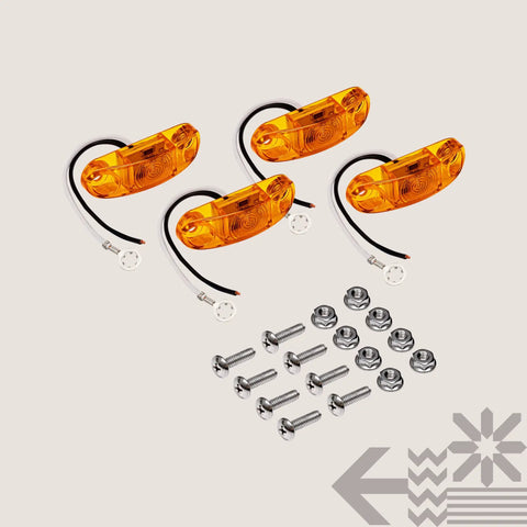 Amber LED Trailer Marker Light Kit 4 Piece 2.5 Inch Waterproof IP67 Surface Mount Side Marker Lights with screws and nuts