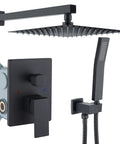 Matte Black Shower System With 10 Inch Rain Shower Head And High Pressure Faucet Set All Metal Brass Handheld 16 Inch Shower Arm 60 Inch Stainless Hose Complete Shower Fixture Trim For A Premium Bathroom Spa Upgrade