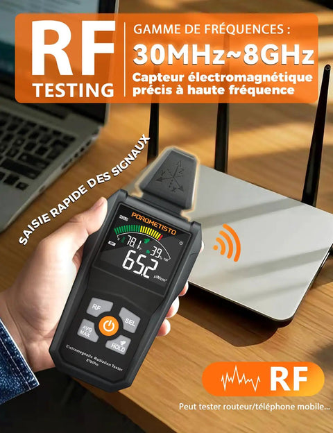 5-In-1 EMF Meter Radiation Detector With Temperature And Humidity, Detects RF EF MF Across 30MHz-8GHz And 40Hz-100kHz, Great For Home Office, DIY And Wireless Signal Tracking, handheld