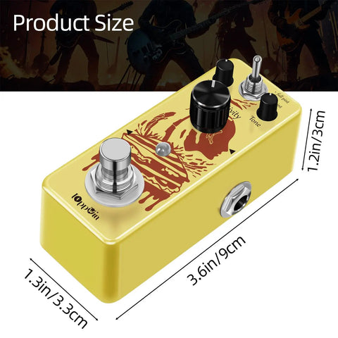 Dope Optical Compressor Pedal For Electric Guitar And Bass With Smooth Attack And Decay, True Bypass, Mini Size Metal Housing In Yellow