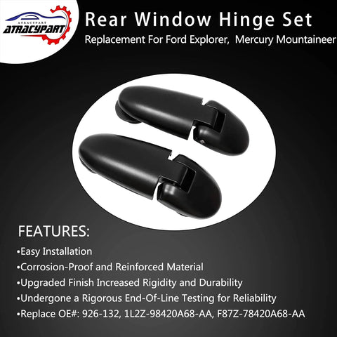 Rear Window Liftgate Hinge Set Right And Left Replacement For 1998 2002 Ford Explorer And 1998 2001 Mercury Mountaineer Plug And Play OE Style Glass Hinge Upgrade