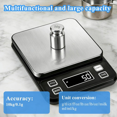 Waterproof Pro Grade Digital Kitchen Scale With IP67 Rating 10Kg Capacity 0.1g Precision Type C Rechargeable 304 Stainless Steel Platform
