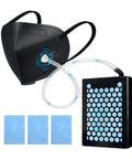 Fresh Air System For Any Mask Reusable Respirator With 4 Speed Fan Delivers Filtered Air black mask and components