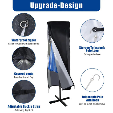 Beefed Up 420D Waterproof Patio Umbrella Cover For Double Sided 13 To 15 Ft Market Umbrellas with features and design details