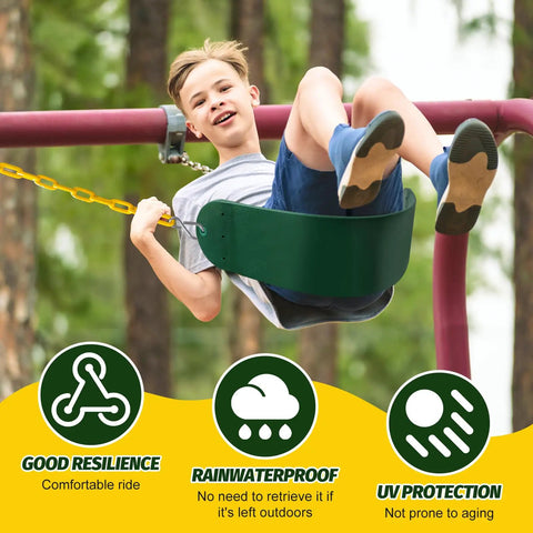 Two Pack Outdoor Swing Set For Kids And Adults With Hooks And Chains Included Durable EVA Seats Easy Assembly For Backyard Fun