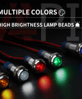 Multicolor 6mm Waterproof Indicator Light Kit With 150mm Wire 12 To 24V DC LED Signal Lamps Metal IP65 Dash Lamps In Red Green Blue Yellow White 5 Pack For Car Truck Boat