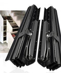 Heavy Duty Bottom Mounted Drawer Slides With Full Extension And Silent Smooth Operation For Cabinets And Furniture, Rust Resistant Electroplated And Powder Coated Finishes, Durable Steel Construction And Ball Bearing System, black steel pair with stair cabinet