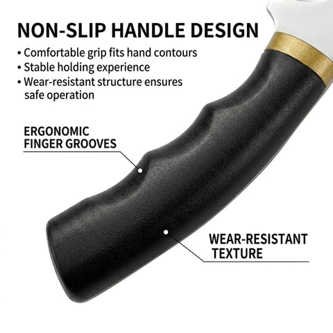 Ultra Sharp D2 Steel Pocket Utility Knife With Protective Sheath For Camping And Outdoor EDC, non-slip grip handle detail