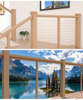 Stainless Steel T316 Protective Sleeves For One Eighth Inch Wire Rope in wood post cable railing, indoor and outdoor view