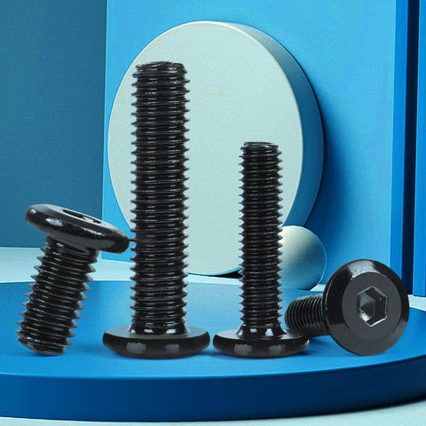 M6 Flat Head Hex Socket Cap Screws 1 X 20mm, 60 Pieces Stainless Steel 304 With Black Zinc Plating, Full Thread Bolts