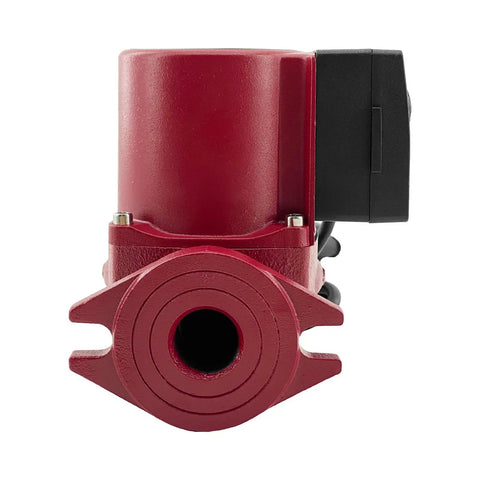 Front view of Top Notch Stainless Steel Circulator Pump For Water Heaters And Boiler Hydronic Heat Systems 3 Speed Settings 115 Volt 60 Hz.