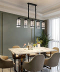 Five Light Modern Crystal Kitchen Island Pendant Light above dining table in elegant room setup