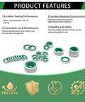 AC Compressor Seal Washers Kit 160 Piece Assortment With 6 Sizes For Automotive AC System Port Bonded Gasket Set shown with features