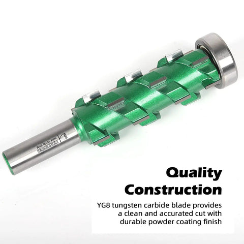 Pro Grade Flush Trim Router Bit With Twenty Carbide Tips One Half Inch Shank Two To Three Quarter Inch Cut Length Compression Design