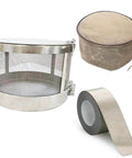 Fabric-Covered Smart Meter Shield Box With Adhesive Tape for Home EMF and RF Shielding, shown with Faraday cage mesh and cover