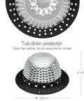 Ditch The Nasty Clogs With This Heavy Duty Shower Drain Hair Catcher Snags Fuzz And Debris Fast Fits Pop Up And Standard Tub Drains Easy To Rinse Off In Sleek Black. Black and silver tub drain protector, 4.4 inch, 2 inch tall, features multiple holes.