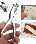 Circle Shaped Handheld Paper Hole Punch, 1/8 Inch Single Hole Punch for DIY crafts, shown with uses for tags and greeting cards.