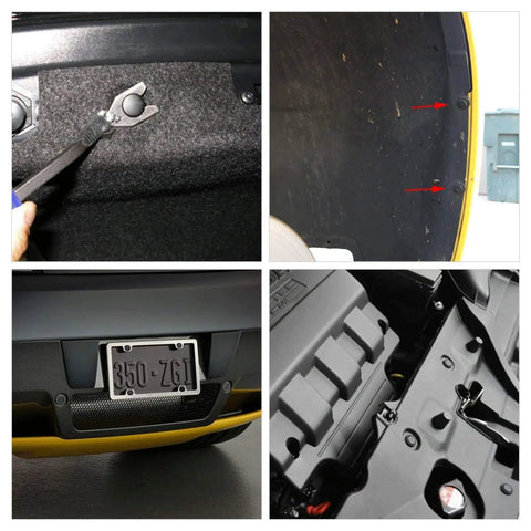 Zero Drama Heavy Duty Nylon Bumper Fastener Rivet Clips And Fender Shield Retainer Push Pin with tools in vehicle interior.