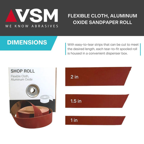 Pro Grade One Inch by Fifty Yard Aluminum Oxide Sanding Shop Roll 150 Grit Fine F Weight Cotton Cloth Backed Sandpaper in box