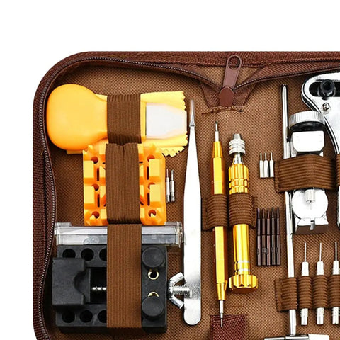 Close-up of tools in the All In One Watch Repair Kit With Durable Metal Case 149 Piece Tool Set Including Spring Bar Remover And Pin Remover