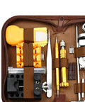 Multi Function Watch Repair Kit With 149 Pieces Spring Bar Remover Pin Remover Set in brown storage case