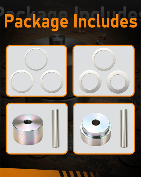 Solid Coin Ring Center Punch Kit With Six Interchangeable Spacer Rings Fits Silver Quarters Golden Dollars And Flat Metal Blanks components display