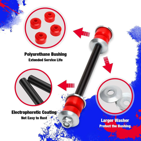 Heavy Duty Front Sway Bar End Links Set For Chevy GMC Trucks Replaces OE K700538 K70043 2 Piece red polyurethane bushing