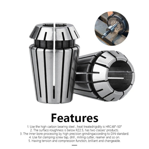 Super Cool 1 To 13 mm ER20 Collet Chuck Set For CNC Engraving Machining With Secure Grip And Fast Locking Action Plus Various Sizes For Any Tool Shank Needs, steel collet close-up.