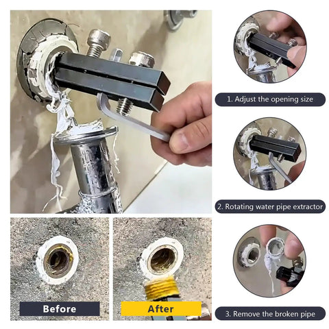 Heavy Duty Pvc Pipe Threader And Tapping Tool For 1 2 Inch To 3 4 Inch Pipes extracting broken pipe with tool in use.