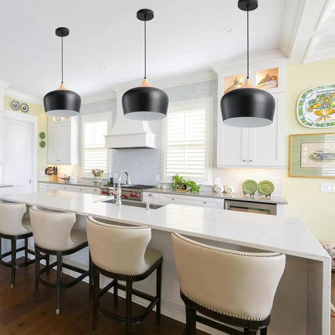 12 Inch Big Dome Kitchen Pendant Lights Set Of 3 With Wood Grain Metal Shade Over Island Modern Farmhouse Vibe Hangin Fixtures For Kitchen Dining Room Bar For Everyday Use