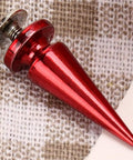 Red cone spike metal rivet detailing, part of 10 Set Red Cone Spikes Punk Rivets Heavy Duty Metal Studs For Leather Belts Coats And Streetwear.
