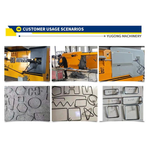 Top Shelf Cnc Rebar Stirrup Bending Machine Heavy Duty Steel Bar Bender Job Site Ready with various stirrup shapes and configurations.