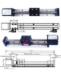 Mini Linear Rail Slide Guide For CNC Motion Table With Nema 14 Stepper Motor, 50 To 300mm Stroke, technical drawing view