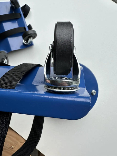 Close-up of 2.5 inch swivel caster on the Heavy Duty 3 Piece Snowmobile Dolly Set for smooth movement of sleds.