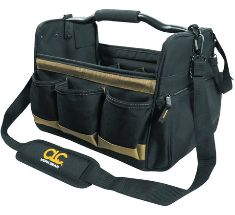 Open Top Soft Sided Tool Box 14 Inch With 31 Pockets Padded Shoulder Strap Foam Grip Handle Heavy Duty Tool Carrier