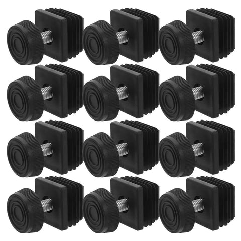 Adjustable M8x30 Leveling Feet For Desks And Chairs Beefy Metal Square Tube Furniture Levelers Rust Resistant Easy Height Dial In No Wobble Support 12 Pack