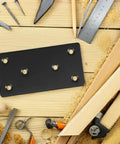 Stainless Steel Corner Brace Plates Set For Wood Shelves, Heavy Duty Tough As Nails Flat Bracket with black finish on wood surface