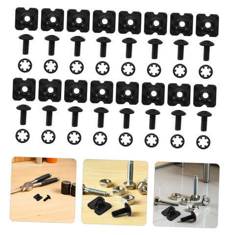 Black Football Backplate Screws Set Metal Hardware For Secure Shoulder Pad Mounts Quick Assembly For Football Gear Rugged Backplate Fasteners Game Ready Replacement Kit For Training And Games. black football backplate screws set with washers and clips